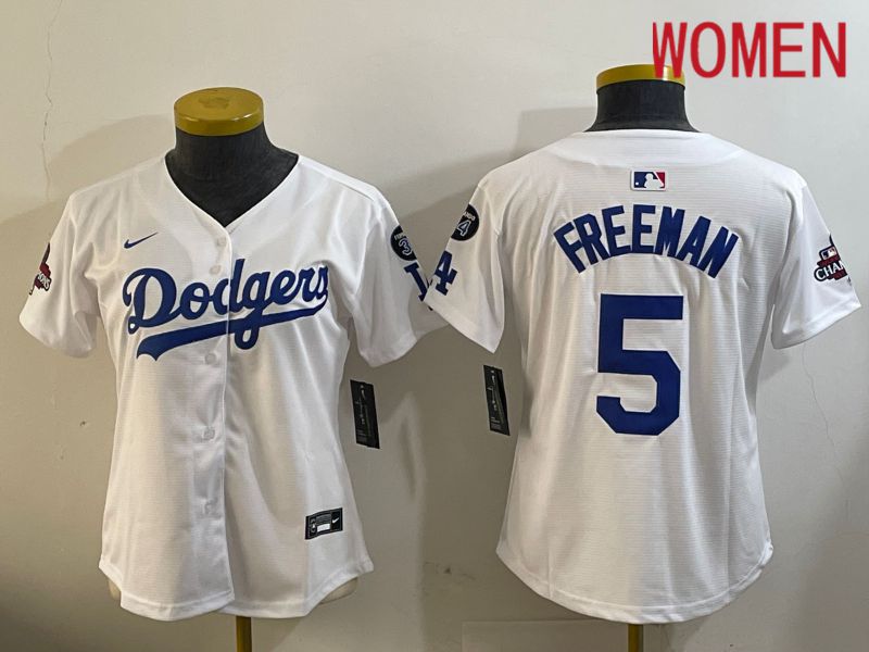 Women Los Angeles Dodgers #5 Freeman White Game 2024 Nike MLB Jersey style 12093->women mlb jersey->Women Jersey